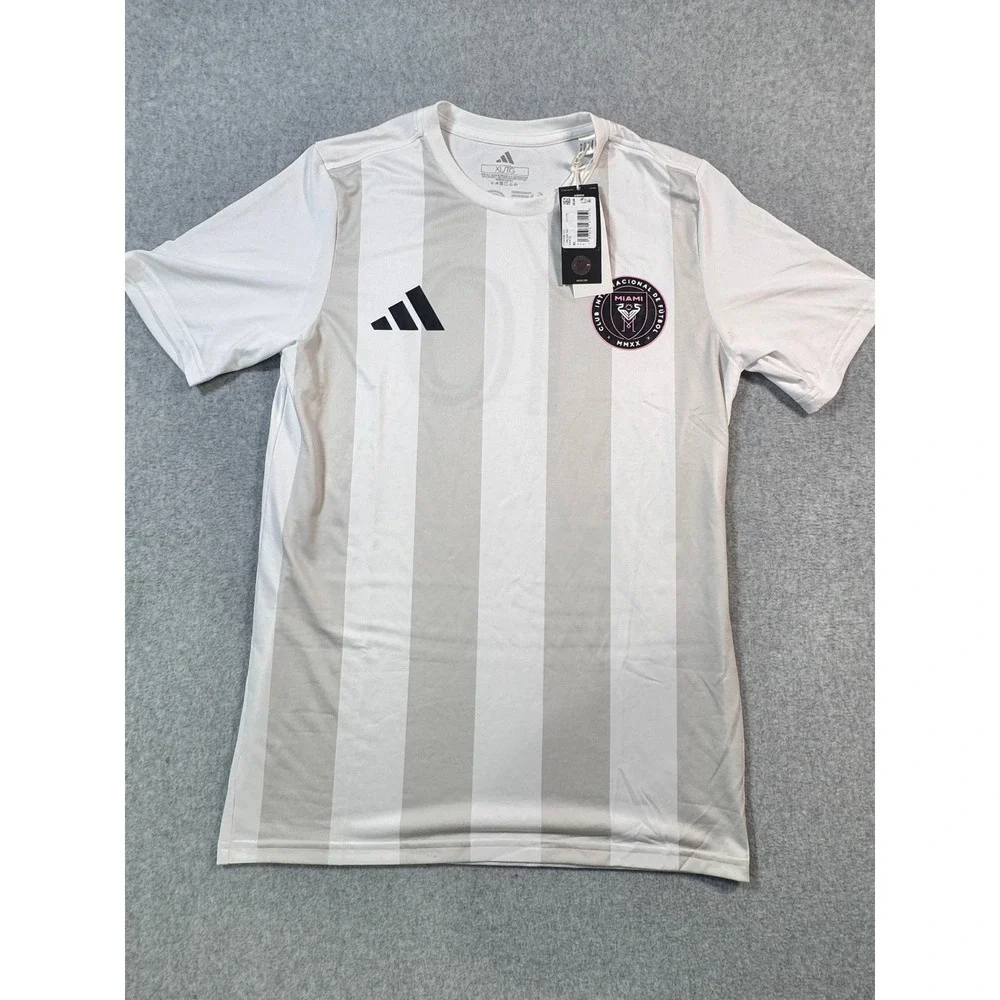 Adidas Inter Miami CF Messi Jersey Mens XL White Grey Striped MLS JW4338 NEW